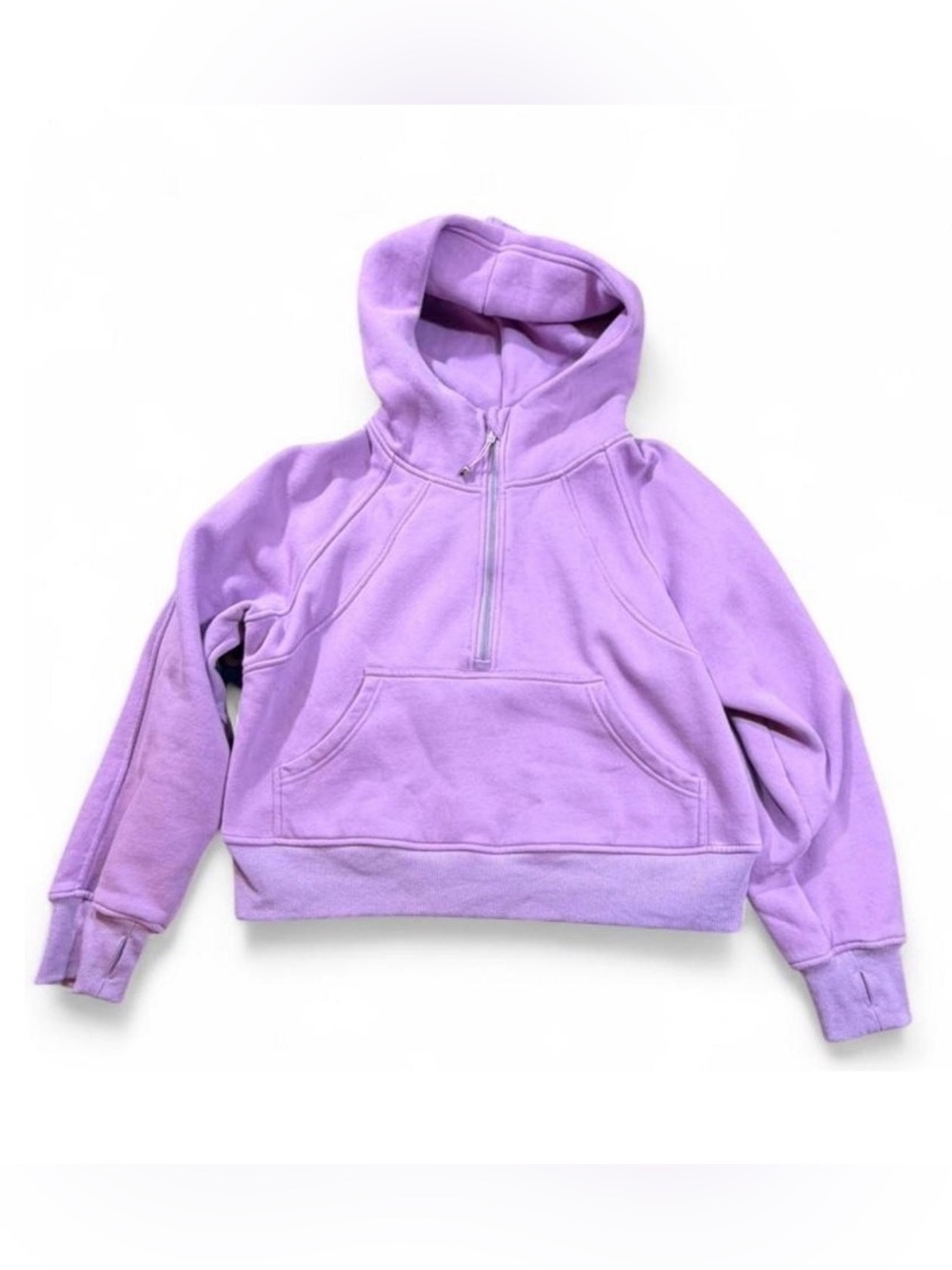 Trendy Queen Lavender Quarter Zip Hoodie Sweatshirt Cropped Pullover Size M